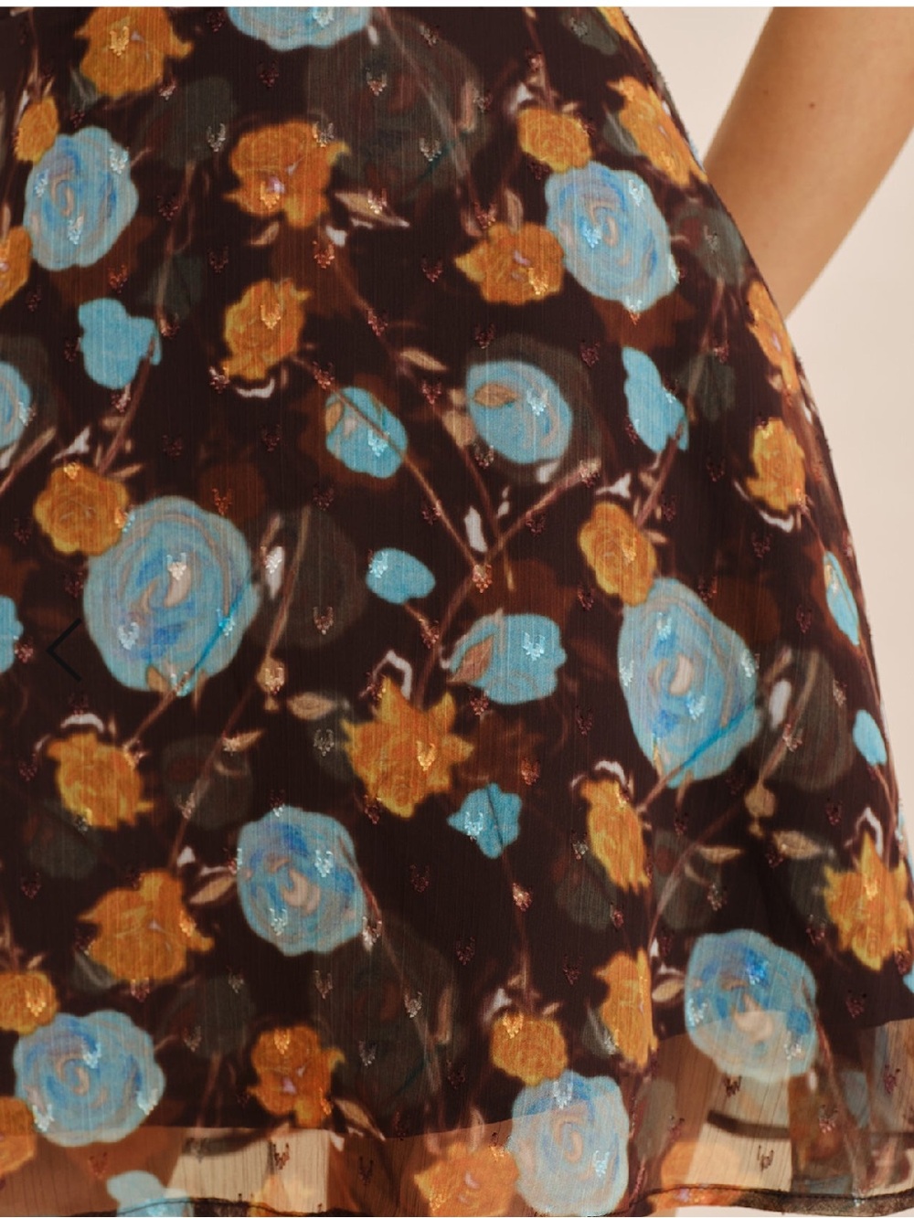 RIHOAS Brown Floral Mini Dress with Blue and Amber Blooms - Picture 3 of 6